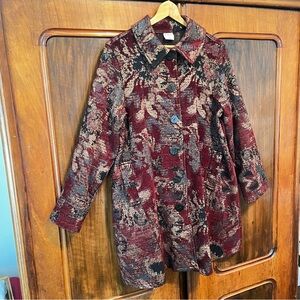 Beautiful C.M.C. Tapestry Coat in burgundy and gold.  Size M